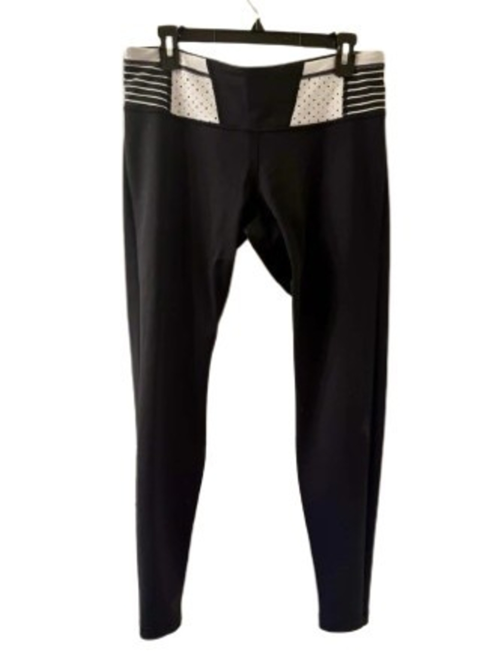 lululemon athletica Black Leggings with White Polka Dot & Striped Waistband